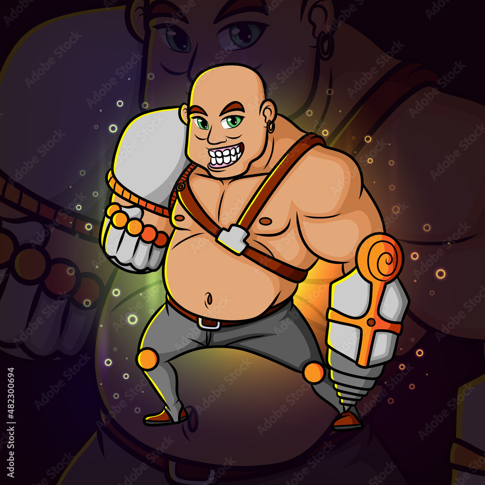 The bold head fighter man is confident esport mascot design The bold head fighter man is confident esport mascot design