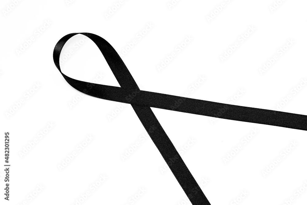 Black awareness ribbon. Melanoma and skin cancer prevention. Health and RIP concept Black awareness ribbon. Melanoma and skin cancer prevention. Health and RIP concept