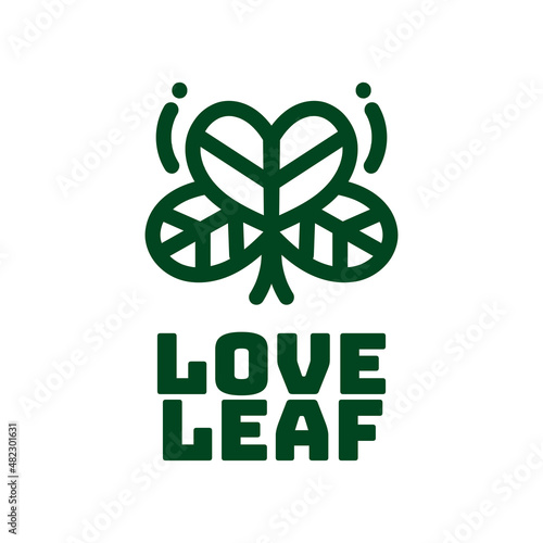love leaf Green nature logo concept design illustration