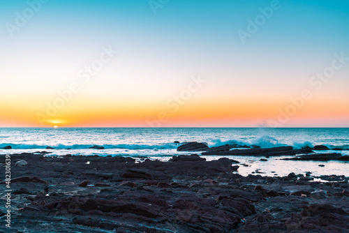Hallett Cove rocky shore at sunset in South Australia