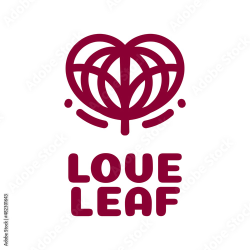 love leaf Green nature logo concept design illustration