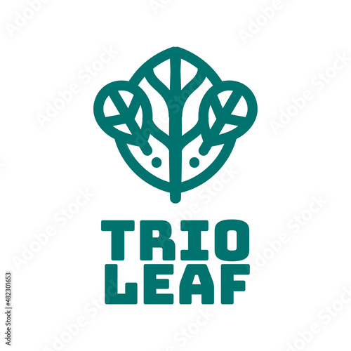trio three leaf Green nature logo concept design illustration