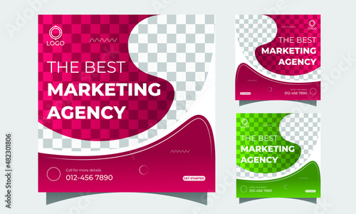 Digital marketing agency and business social media with the Instagram post design template,
Minimalist gradient color Social medial post, Holiday, travel, business agency
Instagram stories and post
