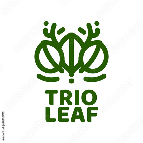 trio three leaf Green nature logo concept design illustration