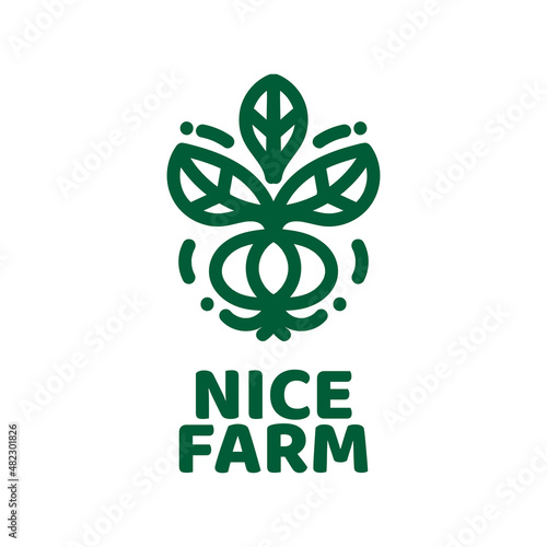 Green nice farm vegetable nature logo concept design illustration