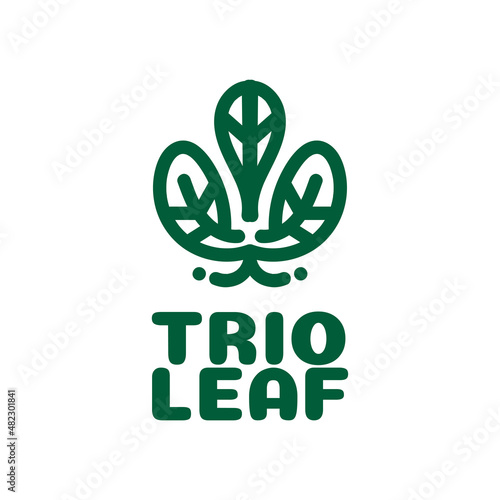 trio three leaf Green nature logo concept design illustration