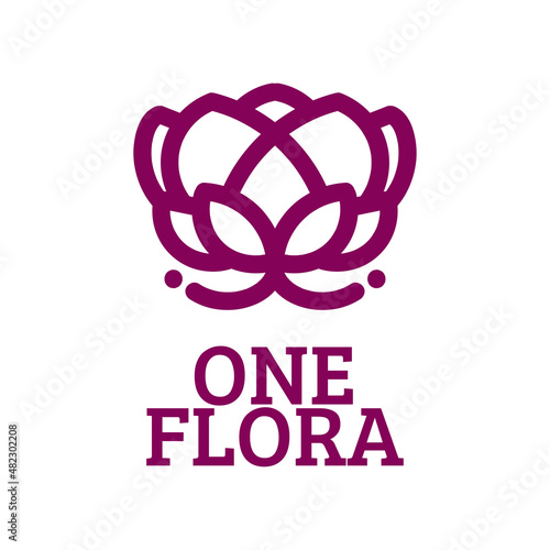 one flower flora nature logo concept design illustration
