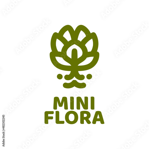 mini flower Green nature logo concept design illustration