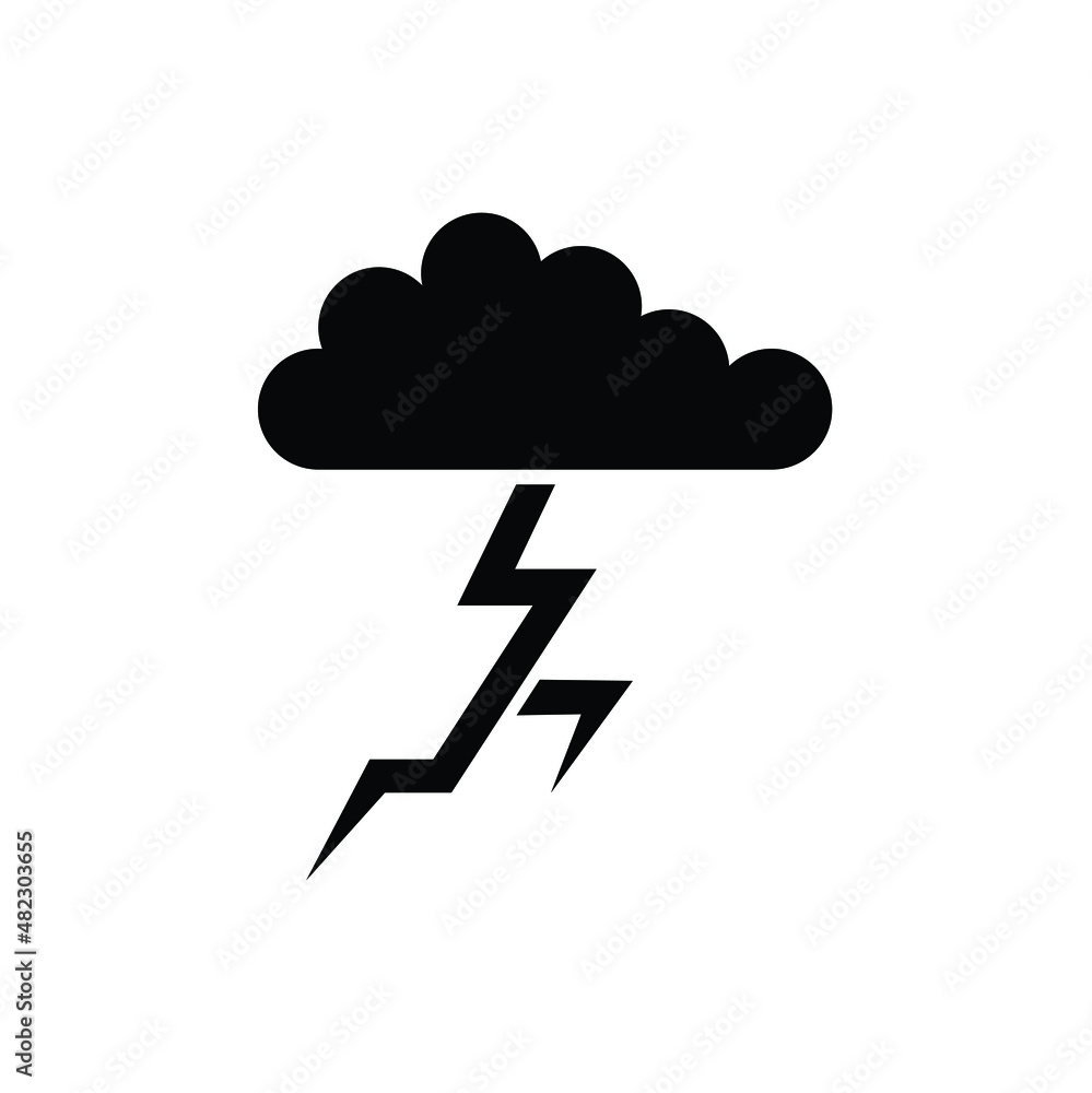 thunder storm icon vector isolated on white, sign and symbol illustration. thunder storm icon vector isolated on white, sign and symbol illustration.