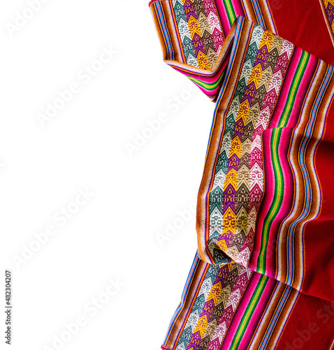 Peruvian traditional blanket - Lliclla on a white background