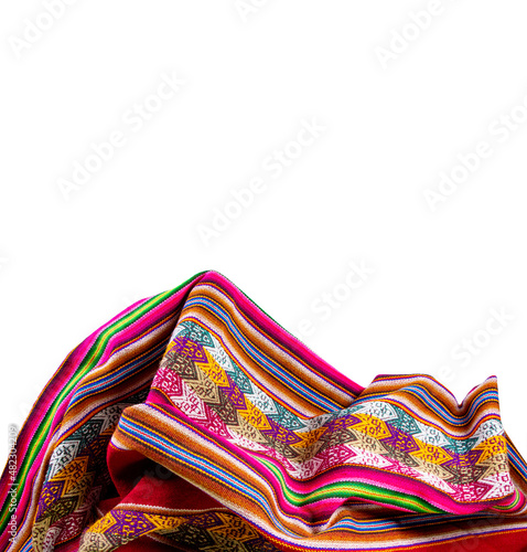 Peruvian traditional blanket - Lliclla on a white background