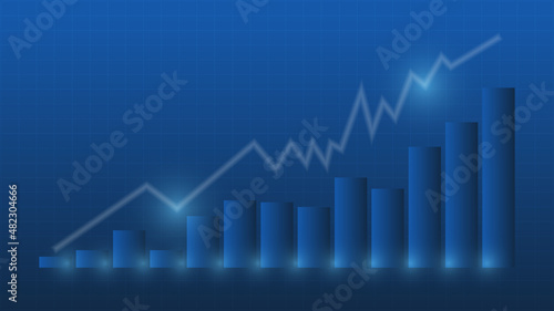 line graph with bar chart shows stock market price or financial investment profit. business management background concept