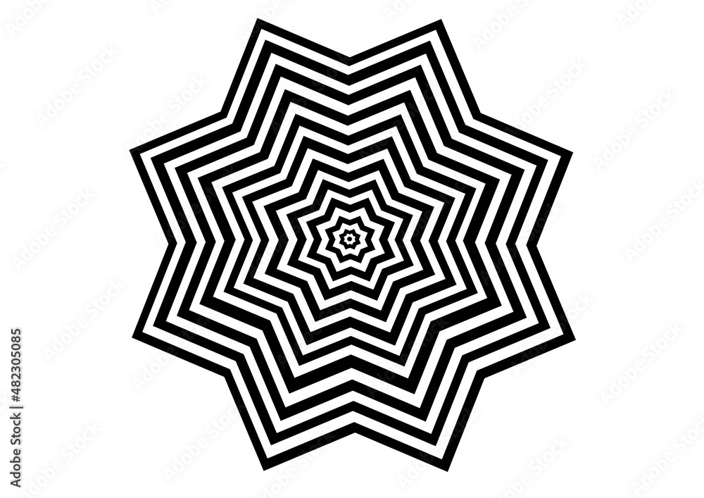Black and white 8 point star shape background for decoration Black and white 8 point star shape background for decoration