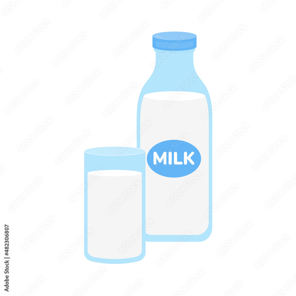 milk packing, glass of milk on white,dairy products background. Icon,Vector,illustration cartoon style. milk packing, glass of milk on white,dairy products background. Icon,Vector,illustration cartoon style.