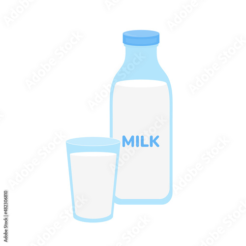 milk packing, glass of milk on white,dairy products background. Icon,Vector,illustration cartoon style.