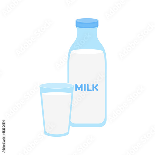 milk packing, glass of milk on white,dairy products background. Icon,Vector,illustration cartoon style.