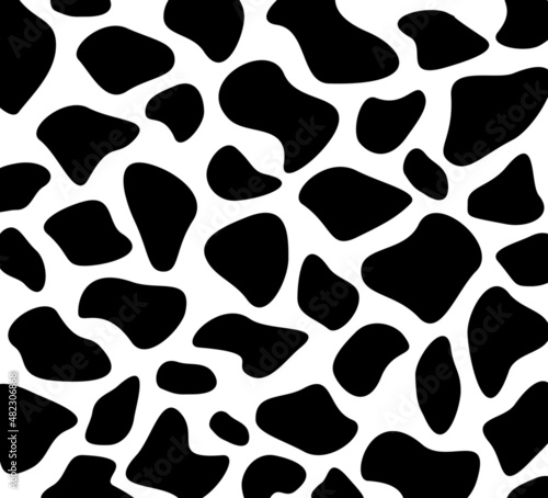 Vector design of milk cow skin pattern smooth black and white.