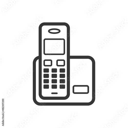 Portable phone outline single isolated vector icon photo