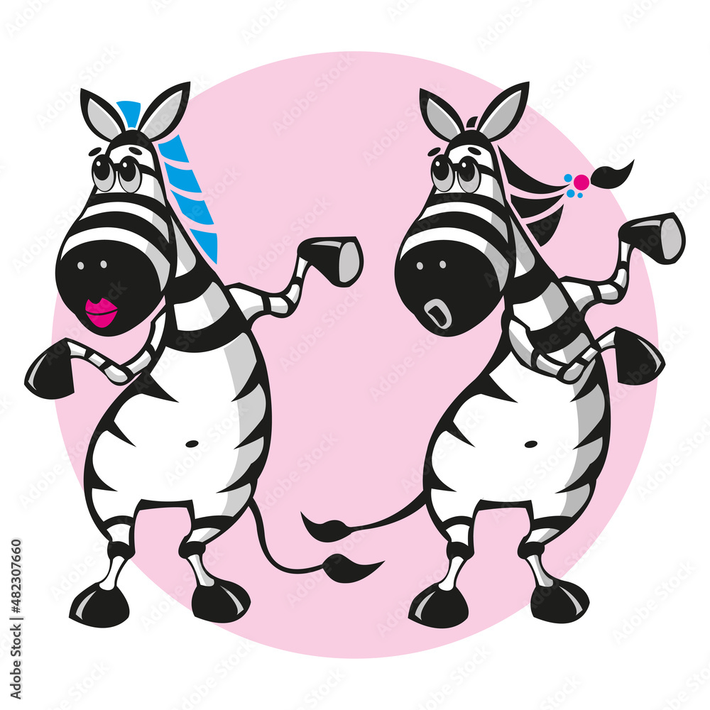 cartoon character cheerful zebra dancing vector image