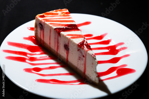 slice of cake with strawberries