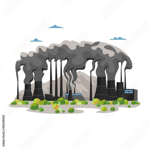 air pollution. ecology. factory. the factory emits smoke. vector image