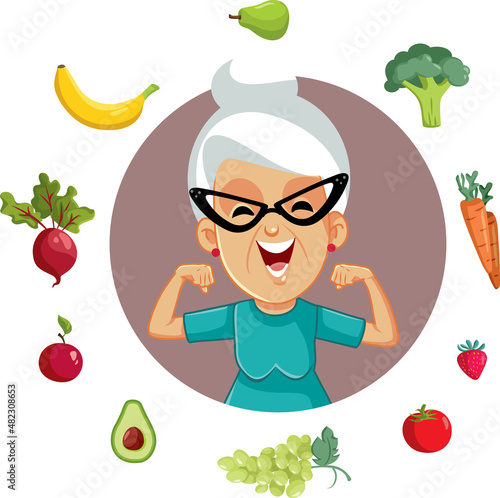 Strong Woman Promoting Healthy Lifestyle Vector Cartoon Illustration