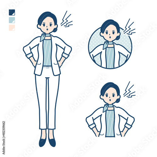 ビューティーアドバイザー女性が怒っているイラスト
