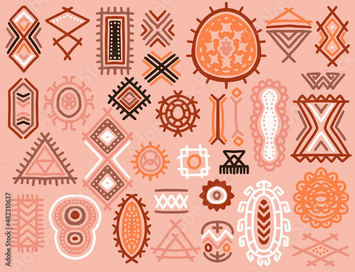 Hand drawn ethnic tribal el...