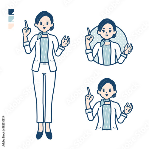 ビューティーアドバイザー女性が話しているイラスト