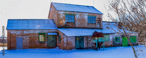 Rural brick mlyn on the outskirts of the village of Ukraine