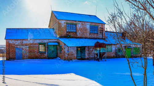 Rural brick mlyn on the outskirts of the village of Ukraine