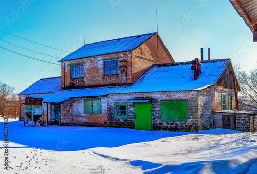 Rural brick mlyn on the outskirts of the village of Ukraine