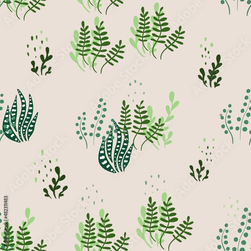Leaves pattern, seamless floral pattern