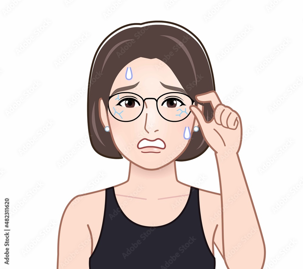 メガネが割れている人