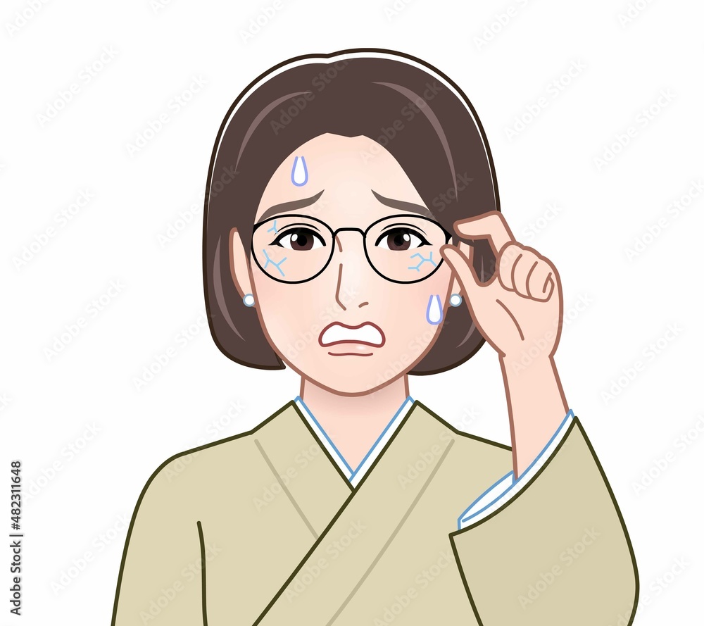 メガネが割れている人