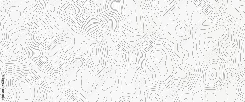 Vector contour topographic map background. Topography and geography map grid abstract backdrop, Vector illustration of topographic line contour map,  Linear graphics. Vector illustration,  - obrazy, fototapety, plakaty 