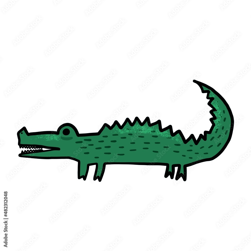 Crocodile cartoon illustration on white background. Crocodile cartoon illustration on white background.