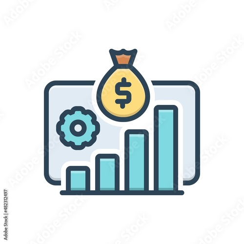 Color illustration icon for profits