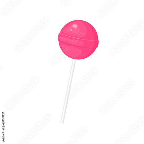 Round pink lollipop vector illustration