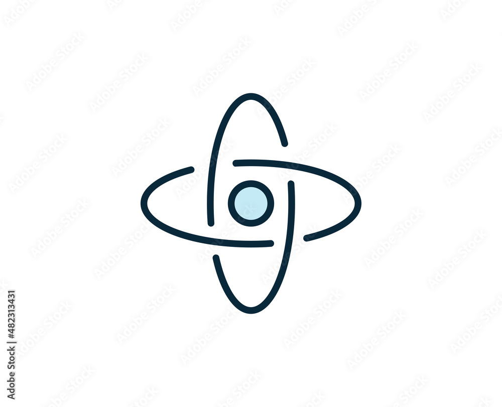 Atom line icon. High quality outline symbol for web design or mobile app. Thin line sign for design logo. Color outline pictogram on white background
