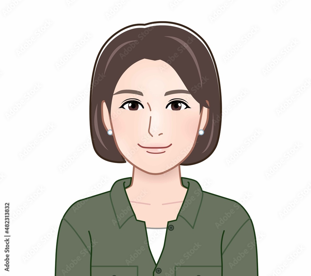女性の正面からのイラスト 女性の正面からのイラスト
