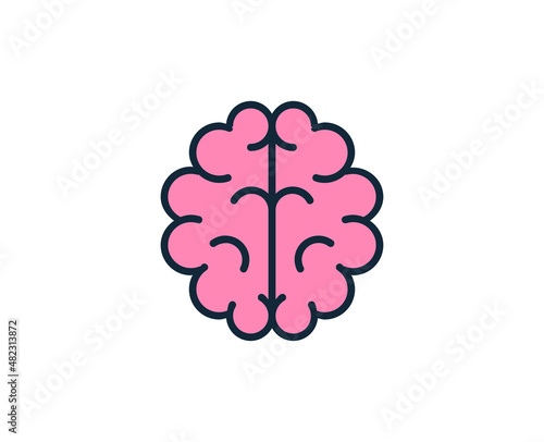 Brain line icon. High quality outline symbol for web design or mobile app. Thin line sign for design logo. Color outline pictogram on white background