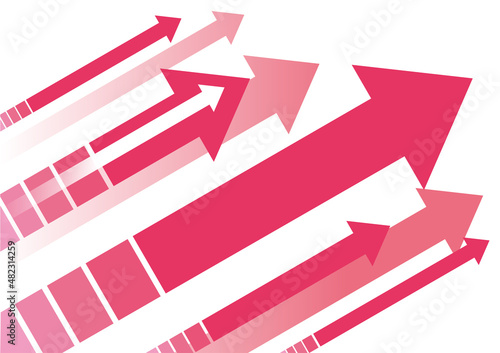ビジネスイメージのインフォグラフィックス　矢印の背景バックグラウンド　右肩上がり　競争　白背景