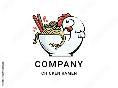Chicken Ramen Food Logo Template