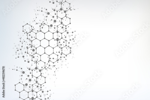 Modern futuristic background of the scientific hexagonal pattern. Virtual abstract background with particle, molecule structure for medical, technology, chemistry, science. Social network vector