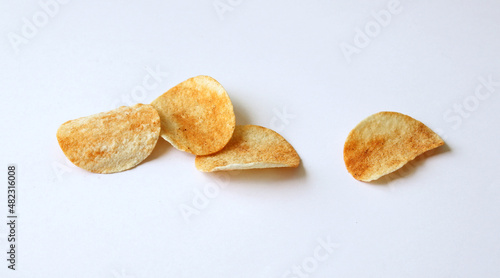potato chips isolated on white background. snack