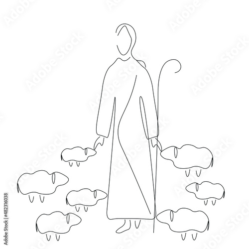 Pictures of Christ the Good Shepherd vector illustration