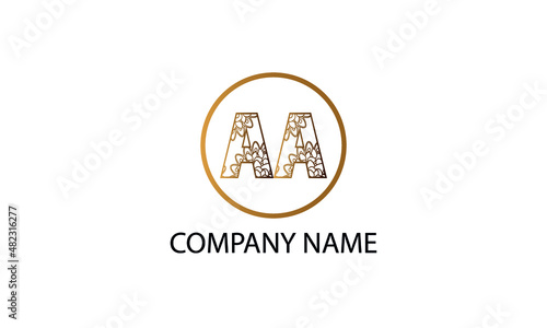 Letter AA logo in circle abstract monogram vector logo template