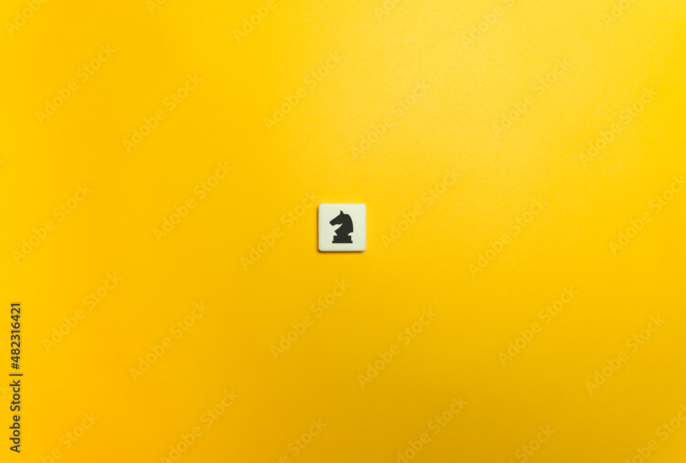 Strategy Banner and Concept. Knight Icon on Yellow Background. Strategy Banner and Concept. Knight Icon on Yellow Background.
