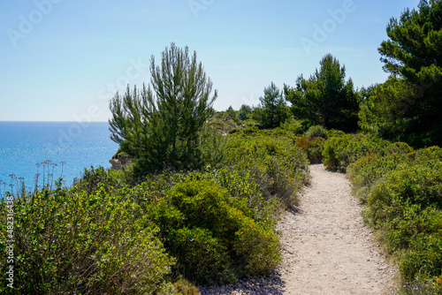 pathway seacoast in Leucate in french Occitanie south france
